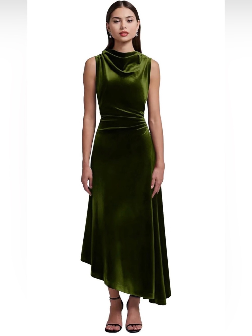 Asymmetrical Velvet Wedding Guest Dress